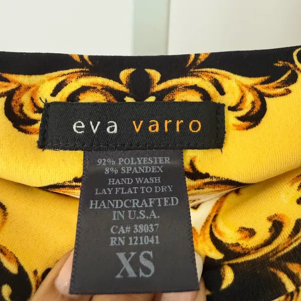Eva Varro MobWife Baroque Medusa Chain Print Flowy Maxi Skirt XS Black Yellow - Image 5