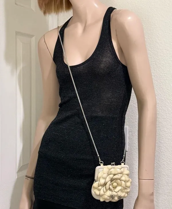 BRIGHTON Ivory Beige 3D Leather Flower Convertible Coin Purse Wallet Crossbody - Image 6