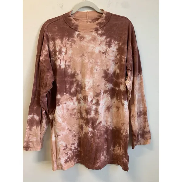 We The Free People Be Free Shirt Top Cabarnet Pink Brown Tie Dye Long Sleeve M - Image 2