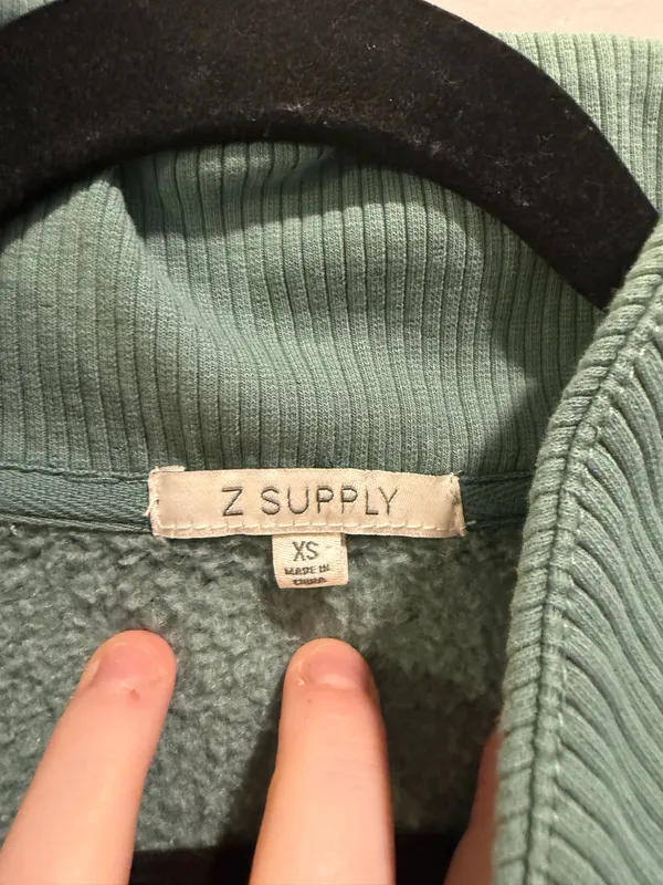 Z Supply Soho Fleece Cropped Relaxed Fit Collared Sweatshirt Calypso Green - Image 8