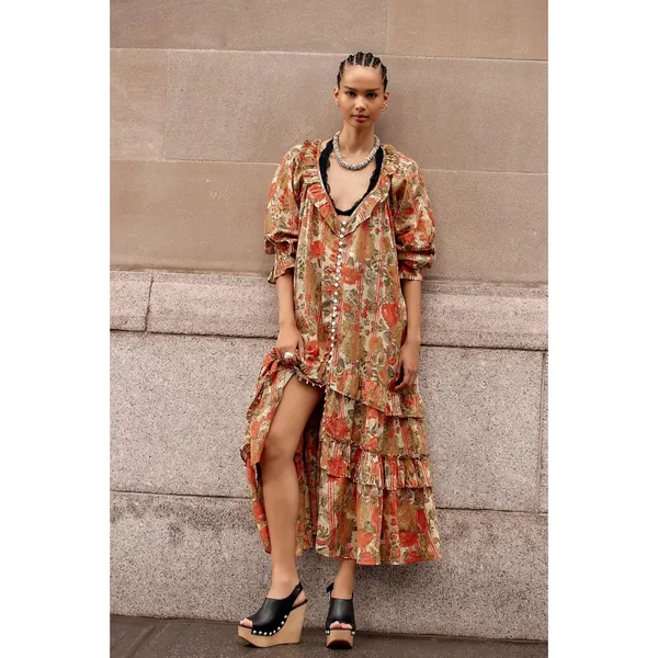 Free People Garden Wonders Maxi Dress Retro 70s Bohemian Floral Size Large - Image 13