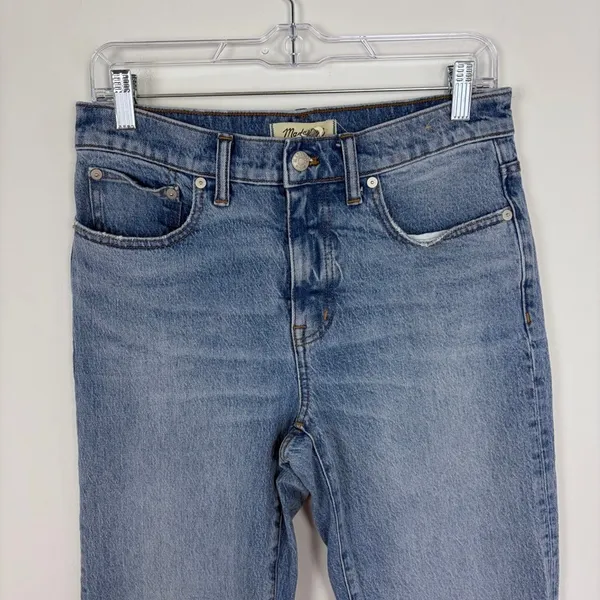 Madewell Mid-Rise 90s Straight Leg Jeans Blue Denim Released Hem‎ Boho Size 27 - Image 4