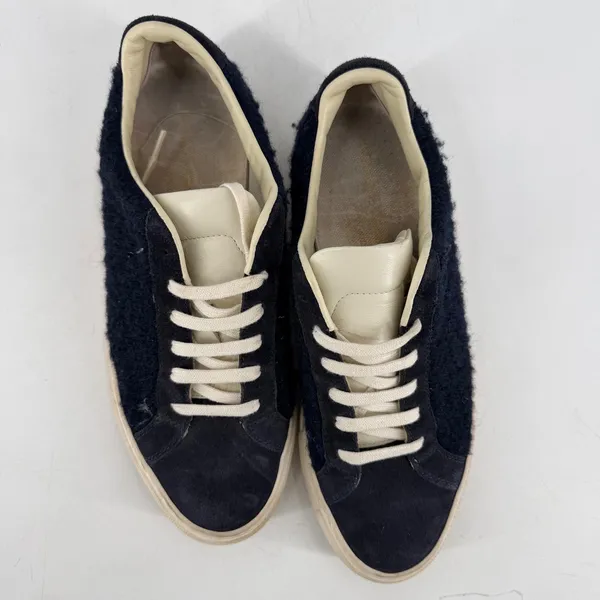 Common Projects Tournament Low Sneakers Womens 38‎ Navy Wool Leather Minimalist - Image 9
