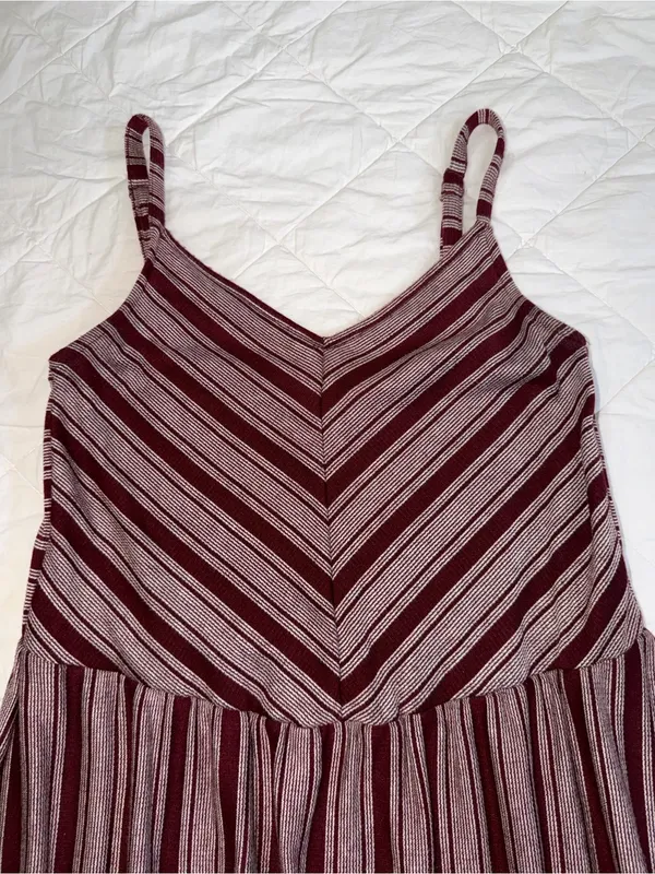 Universal Threads Burgundy and Cream Striped Spaghetti Strap Dress - Image 2