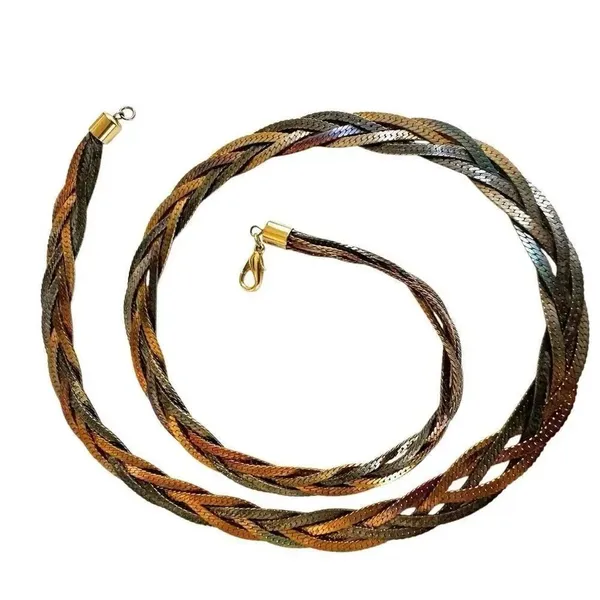 multi tone vintage braided Necklace - Image 2