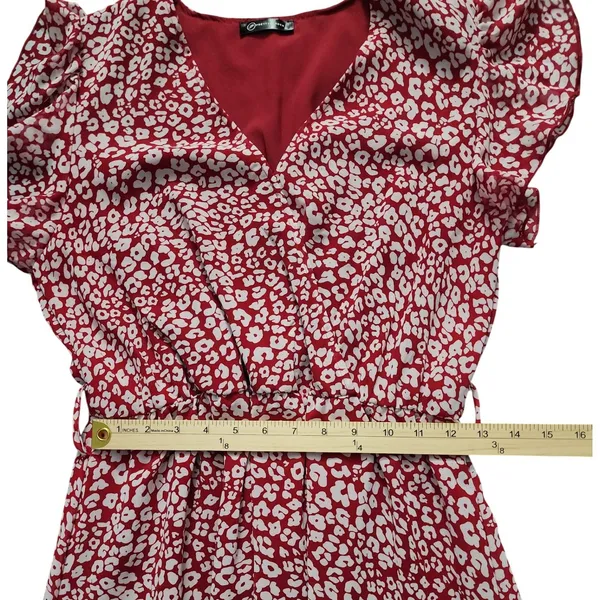 PRETTYGARDEN Women's Maxi Dress Red Leopard Print Flutter Sleeve Tiered Size‎ M - Image 7
