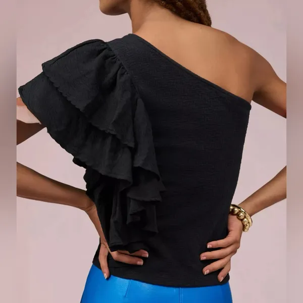 Anthropologie Ruffled One-Shoulder Top - Image 2