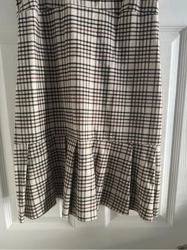Y2K Hollister Plaid Mini Dress Y2K 90s Pleated L Preppy Academia Grunge Brown - Image 3