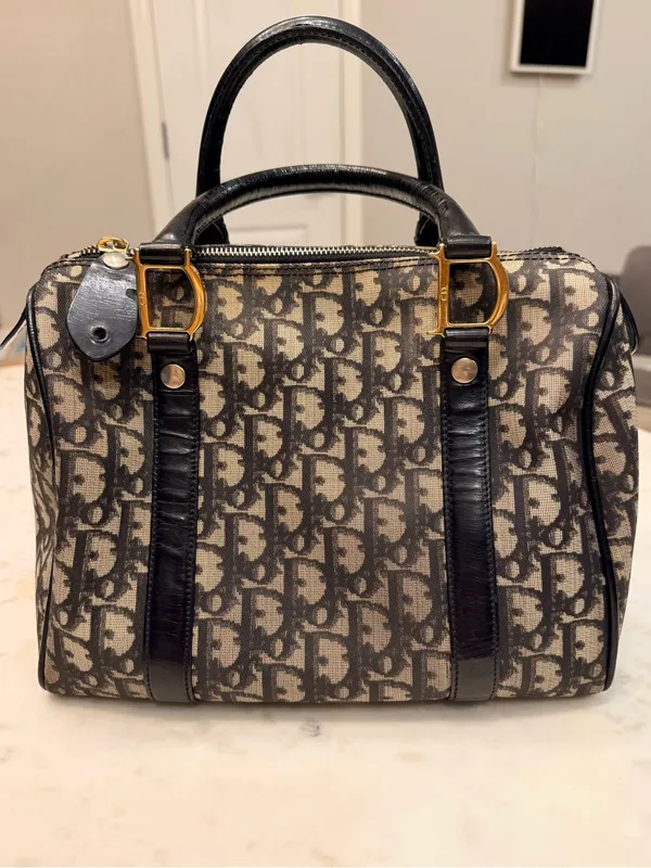 Vintage Christian Dior Oblique Trotter Bowler Bag – Black Canvas BO C 0061 - Image 2