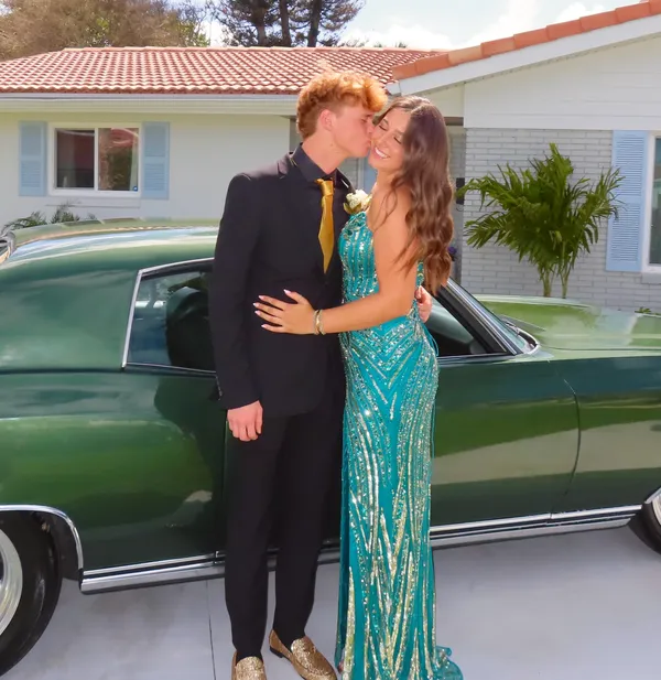Primavera Couture Prom Dress in Teal - Image 2