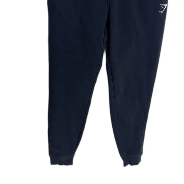 Gymshark Jogger Pants Medium Black Fleece Sweatpants‎ Drawstring Cuffed - Image 3