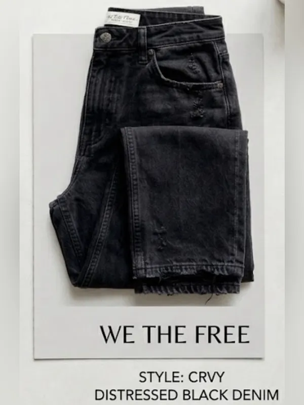 We The Free CRVY High Rise Distressed Straight Leg Jeans Wash Black 28 - Image 9