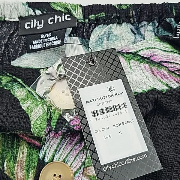 City Chic Women's Plus Size Tropical Tie Waist Maxi Dress Puff Sleeve Small / 16 - Image 6