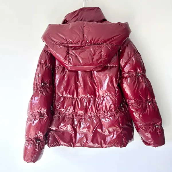 Alo Yoga Stunner Puffer Jacket Cranberry Red Winter Insulated Glossy Oversized - Image 12