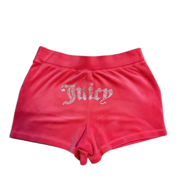 Juicy‎ Couture Watermelon Pink Velour Short Sleeve Hoodie & Shorts Set XL NWT - Image 4
