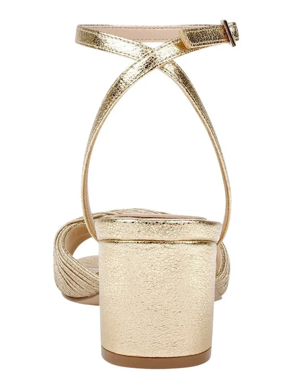 NWT Jewel Badgley Mischka Womens Pretty Block Heel Dress Sandals Gold Textile 8M - Image 3
