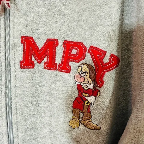 Disney Grumpy Gray Fleece Zip-Up Hoodie Size Large Y2K - Image 10