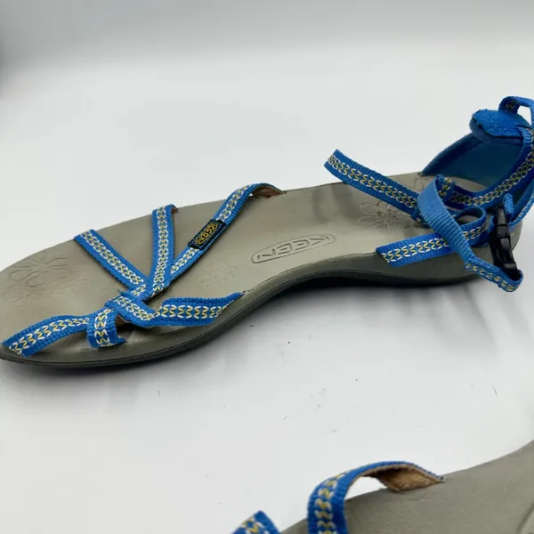 Keen Emerald City Strappy Sandals Blue Yellow Woven Ankle Strap Womens 8 - Image 4