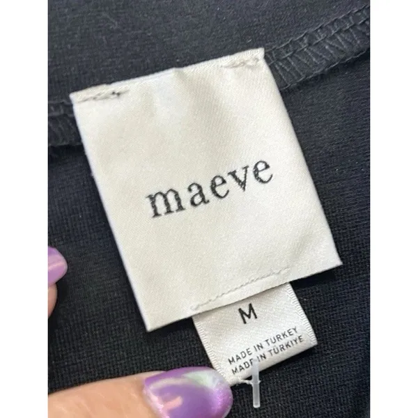 NWT Maeve by Anthropologie Black Cap-Sleeve Seamed Shift Mini Dress Size Medium - Image 7