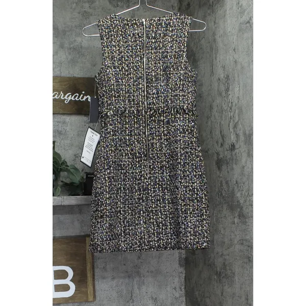NWT City Studio Boucle Pocket Tweed Sheath Mini Dress Black / Gold Multi 0 - Image 5