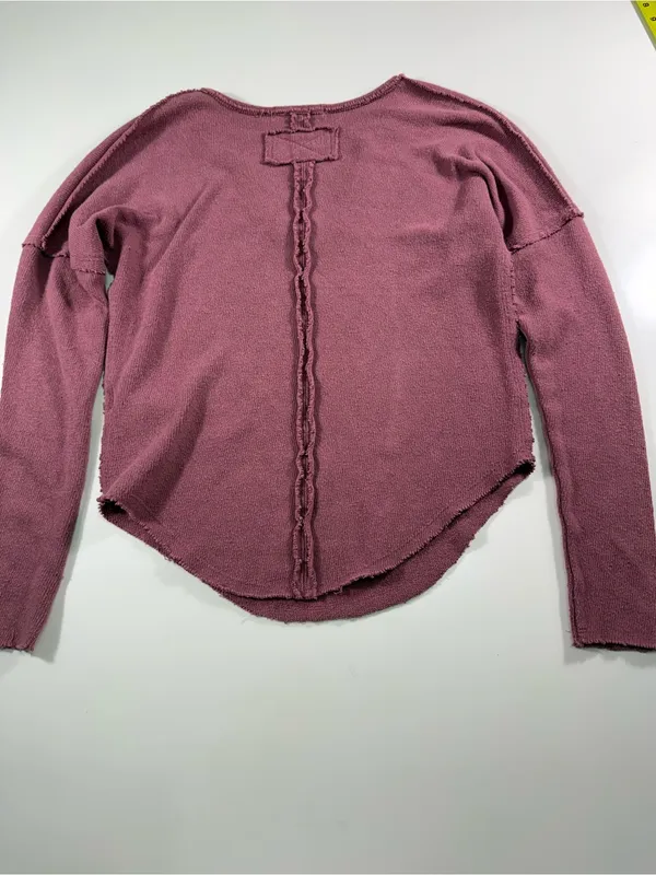Free People Long Sleeve V‑Neck Knit Top in Plum/Mauve - Image 8
