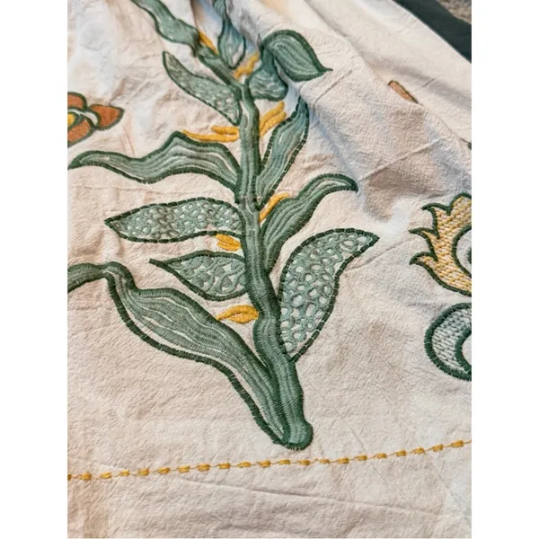 Dreamy Boho Embroidered Babydoll Dress | Cream + Sage | Size M - Image 12
