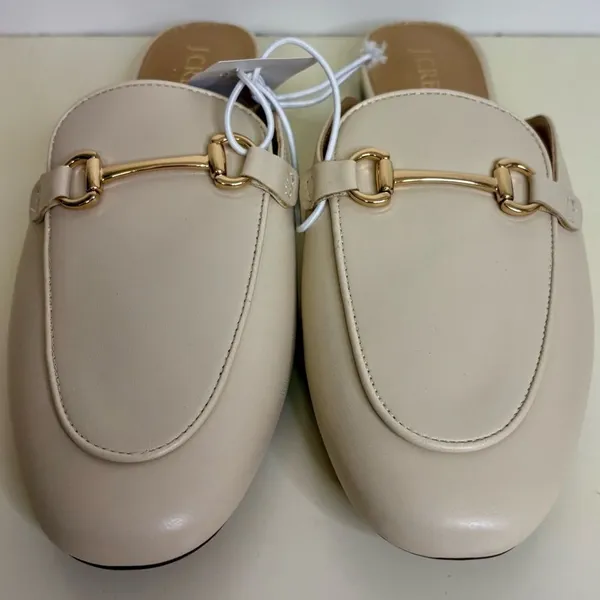 NWT J. Crew Women's Cream Mules with Gold Accent sz 9 - Image 4