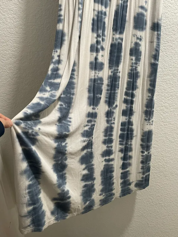Natural Tie Dye COTTON Maxi Dress Blue/White Women's sz M Boho Style Made in CA - Image 6