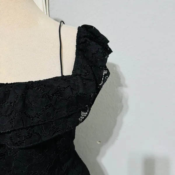 TOBI Black Lace Ruffle Off the‎ Shoulder Mini Whimsigoth Dress XL Dark Romantic - Image 4