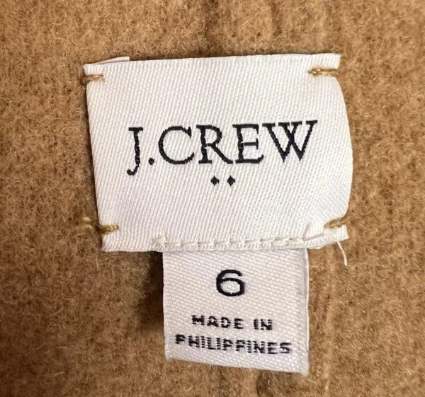 J. Crew Factory Beige Tan Button Up Winter Wool Coat Size 6 Small Peacoat - Image 8