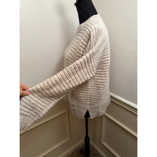 Madewell Donegal Elsmere Chunky Ribbed Pullover Sweater Cream Speckled NC651 - Image 4