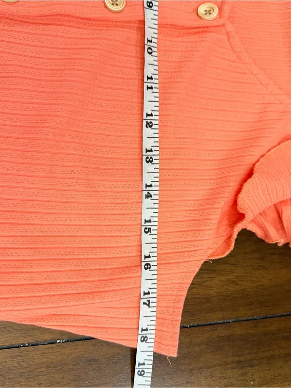 IFFEI Woman Coral Ribbed Knit Tiered Ruffle Button Front Swing Dress XL - Image 4