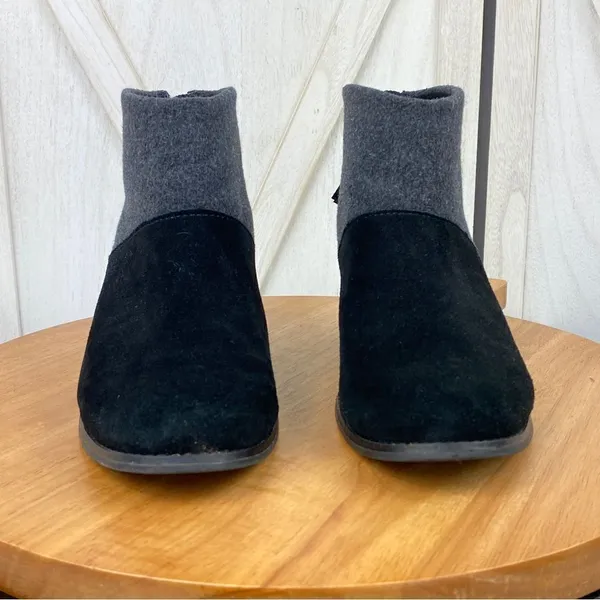 Toms Leila Bootie Ankle Boot Wool Suede Colorblock Gray‎ Black 7.5 - Image 3