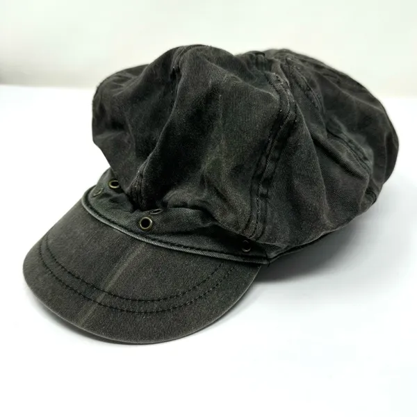 Black denim page boy cap, unisex, one size - Image 2