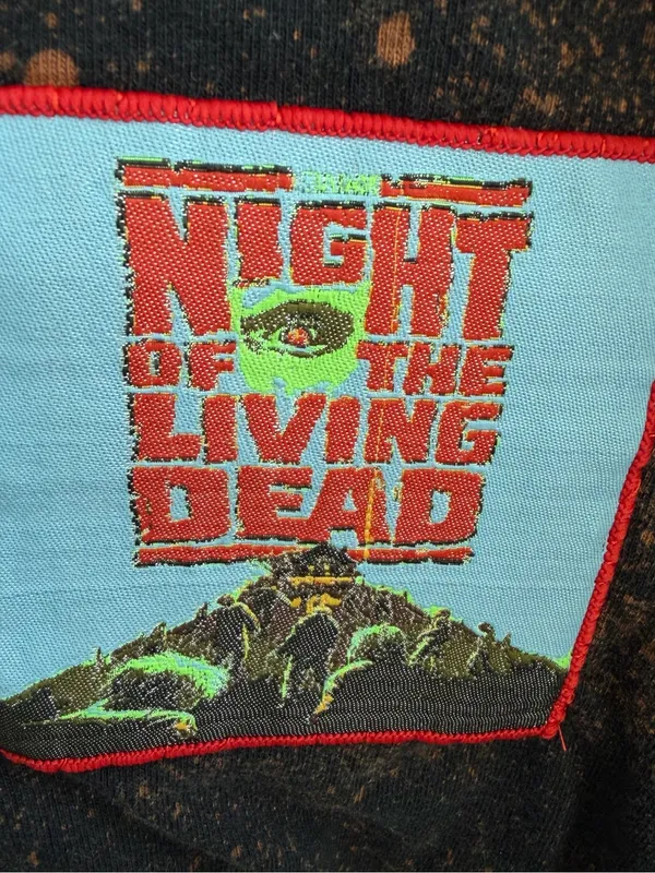 Night of the Living Dead Bleached Long Sleeve Off the Shoulder T-Shirt Horror Gr - Image 2