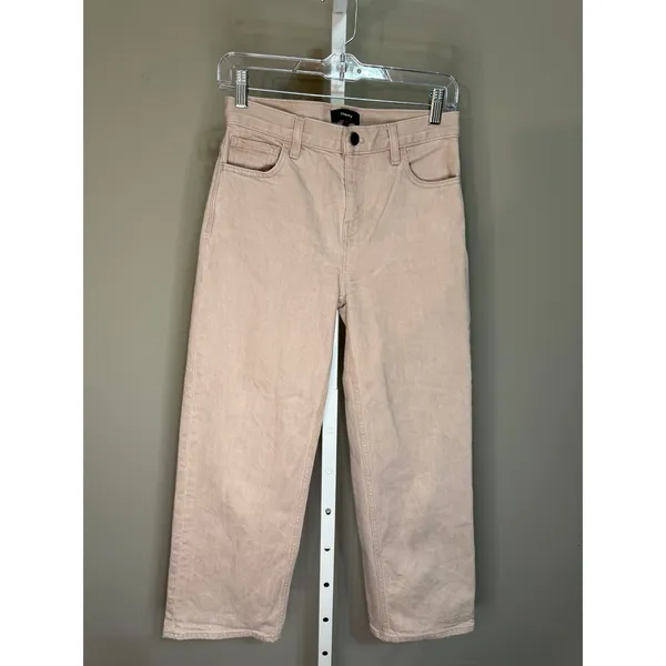 Theory Wide Leg Crop Jeans‎ Blush High Rise Minimalist 25 Clean Girl Luxury Pink - Image 2