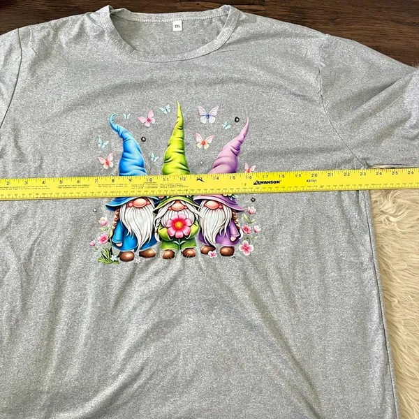 Cute Gnome Graphic Plus Size Tee T-shirt 2X - Image 4