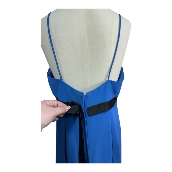 Linda Royal Blue Chiffon Maxi Gown Open Back Bow Detail Prom Formal Women's 16‎ - Image 9