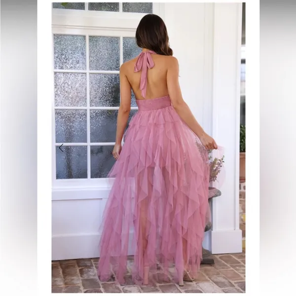 Hello Molly Into The Middle Tulle Halter Maxi Dress XL US 10 Prom Formal Wedding - Image 6