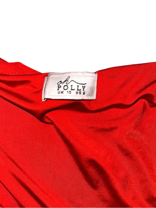 Oh Polly Adoria Single Sleeve Red Cutout Midi Maxi Dress US 6 - Image 5