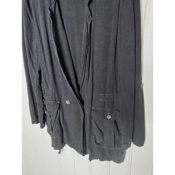 Free People Black Utility Charly Blazer Jacket Double Breasted Cargo Pocket L - Image 6