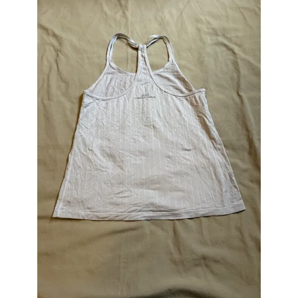 Lorna Jane Women's White Striped Workout Tank Top Size L Yoga - Image 5