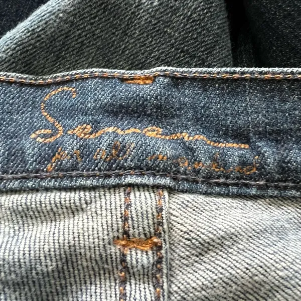 7 For All Mankind Blue Straight Leg Jeans - Image 4