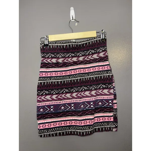 Charlotte Russe Skirt Womens Med Multicolor Tribal Print Bodycon Mini Stretch - Image 2