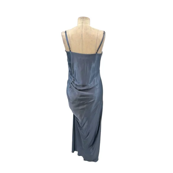 Shona Joy Lily Bias Ruched Midi Dress Blue Smoke Size‎ US 6 - Image 12