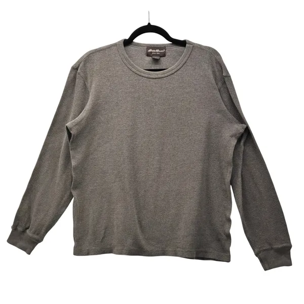 Eddie Bauer Waffle Knit Thermal Shirt‎ Gray Small - Image 2