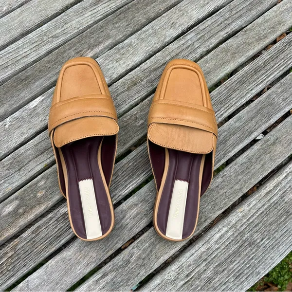 Franco Sarto Tan Brown Leather Duval Mule‎ Womens Slip On Mules Flats Size 7 - Image 7