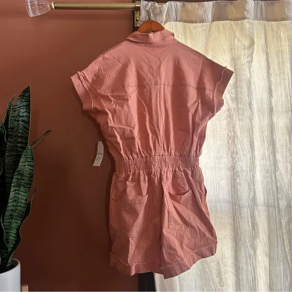 Sadie & Sage Clear Eyes Denim Romper Coral Pink‎ NWT Size S - Image 5