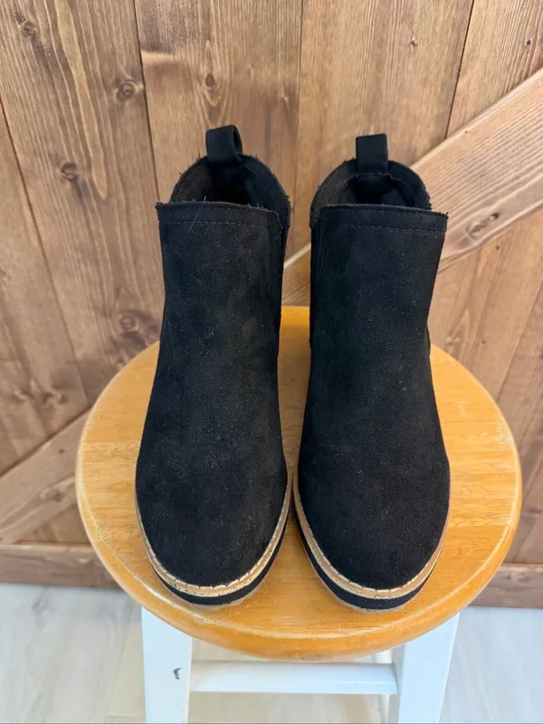 Boutique by Corkys Women’s Size 7 Black Faux Suede Wedge Ankle Booties - Image 2