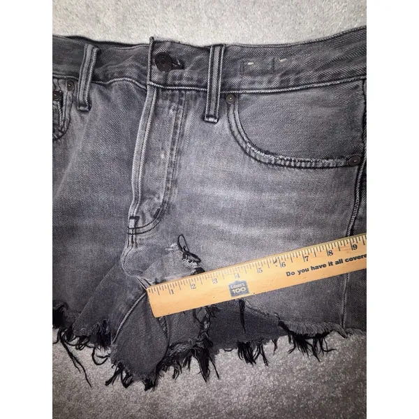 Madewell High-Rise Denim Shorts Faded Black Raw Hem Cut-Offs Size 29‎ - Image 9